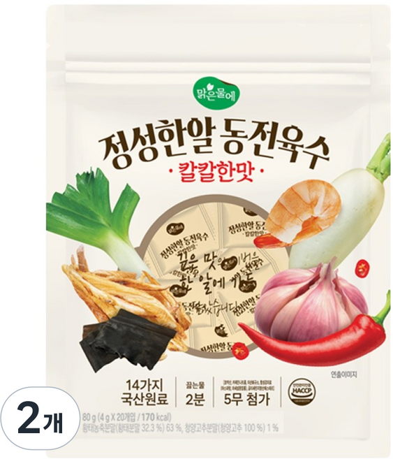 Malgeunmure 誠意一粒 銅錢高湯 辣味, 80g, 2個