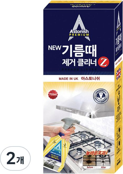 아스토니쉬 뉴 기름때 제거 클리너 제트, 750ml, 2개