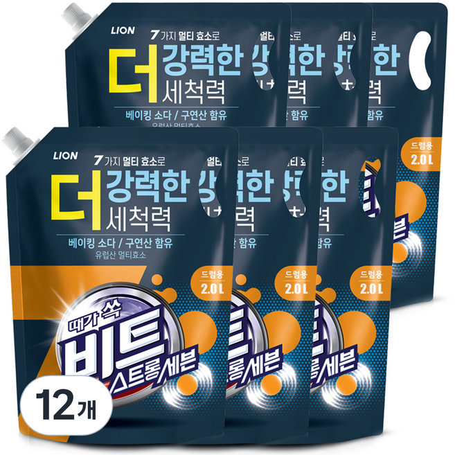 비트 스트롱 세븐 드럼용 액상세제 리필, 2L, 1개입, 12개