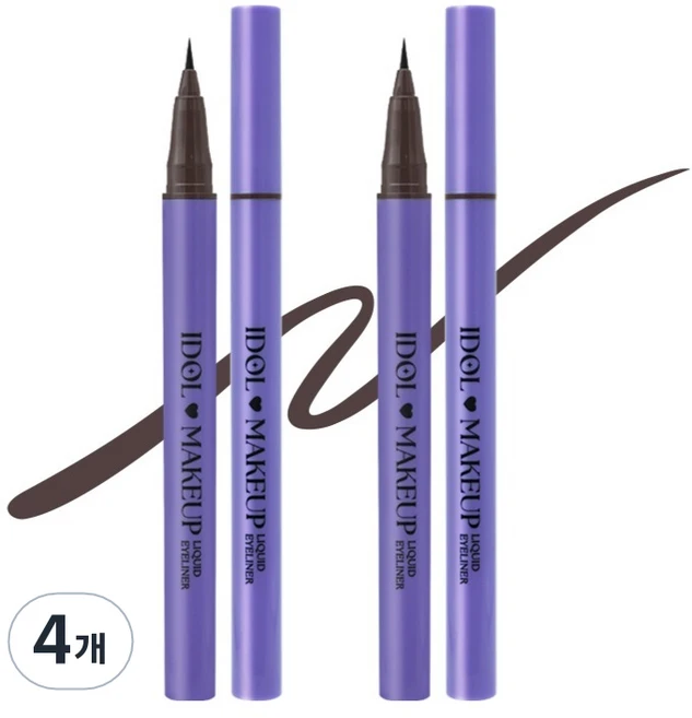 피비에스코리아 아이돌메이크업 리퀴드 아이라이너 0.8ml, 02다크브라운, 4개 - 쿠팡