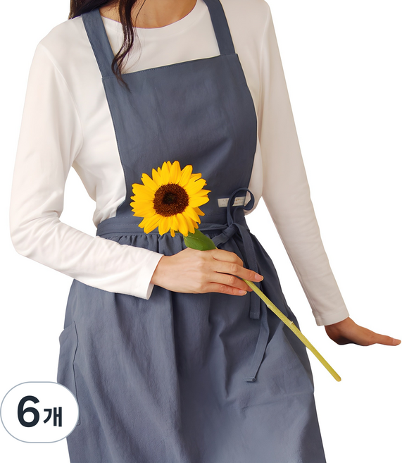 잇츠온 코튼 파스텔 원피스 앞치마, 다크블루, 6개