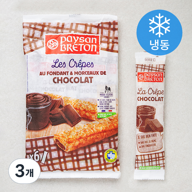 페이장브레통 초콜릿 크레페 (냉동), 30g, 6개입, 3개