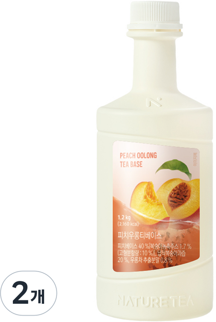네이쳐티 피치 우롱티 베이스, 2개, 1.2kg
