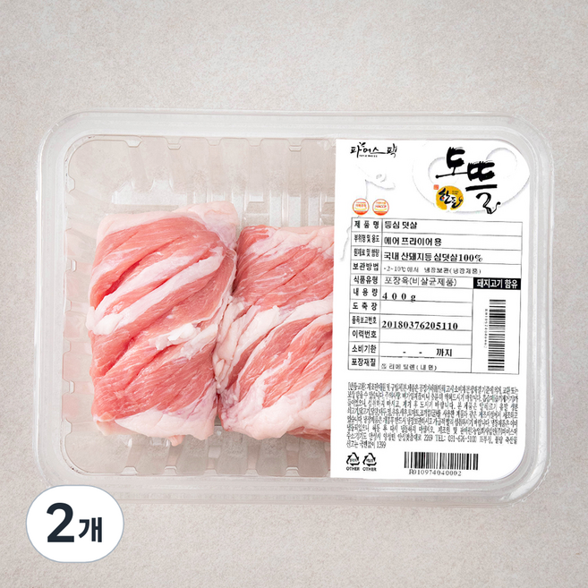 도뜰 파머스팩 한돈 등심덧살 에어프라이어용 (냉장), 500g, 2개