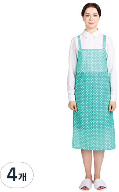 웰프런 반투명 우레탄 유니도트 방수 앞치마 중, 민트, 4개