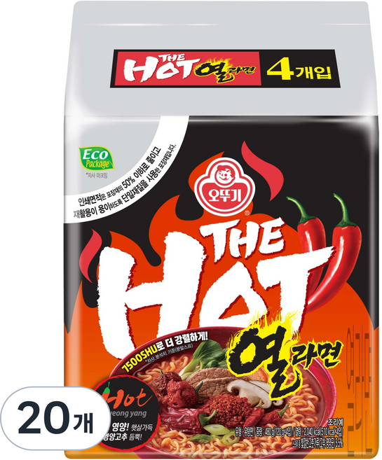 오뚜기 더핫 열라면 120g, 80개
