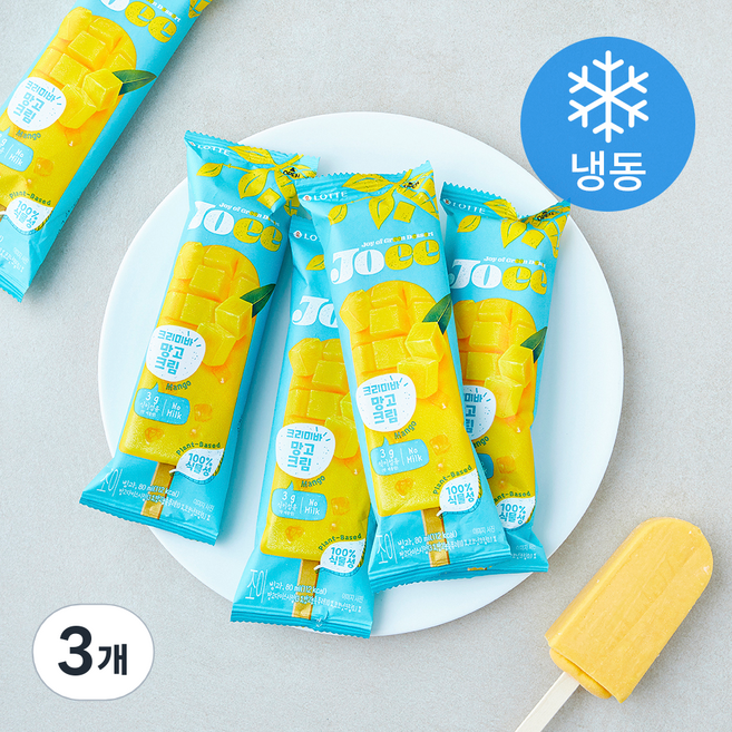 롯데웰푸드 조이 크리미바 망고 크림 (냉동), 3개, 5개입, 80ml