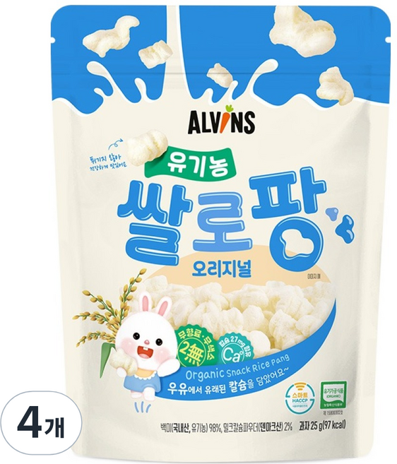 엘빈즈 유기농 쌀로팡 오리지널, 25g, 4개, 오리지널맛