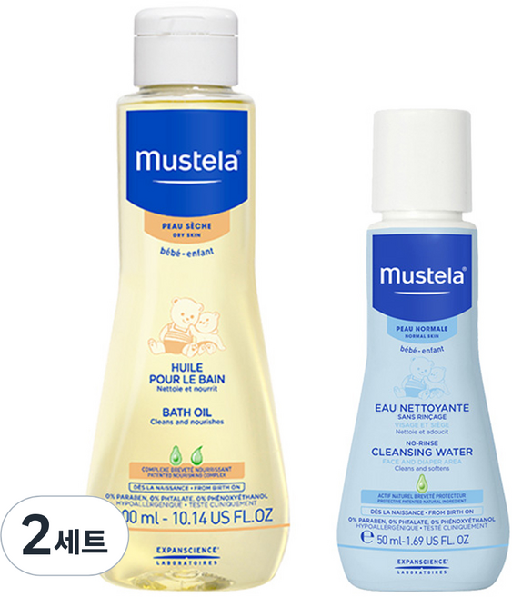 무스텔라 배스 오일 300ml + 노-린스 클렌징 워터 50ml 세트, 2세트
