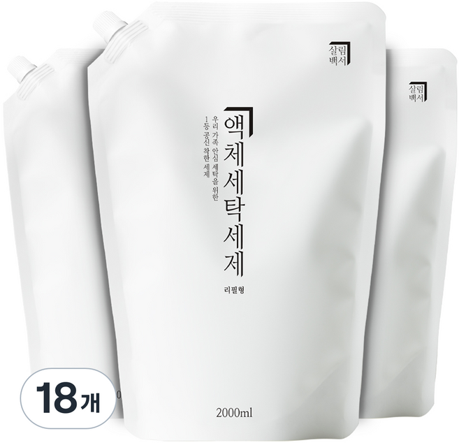 살림백서 드럼 일반겸용 액체 세탁세제 리필, 2L, 18개
