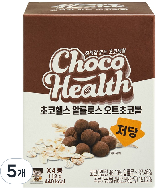 초코헬스 저당 알룰로스 오트초코볼 4p, 112g, 5개