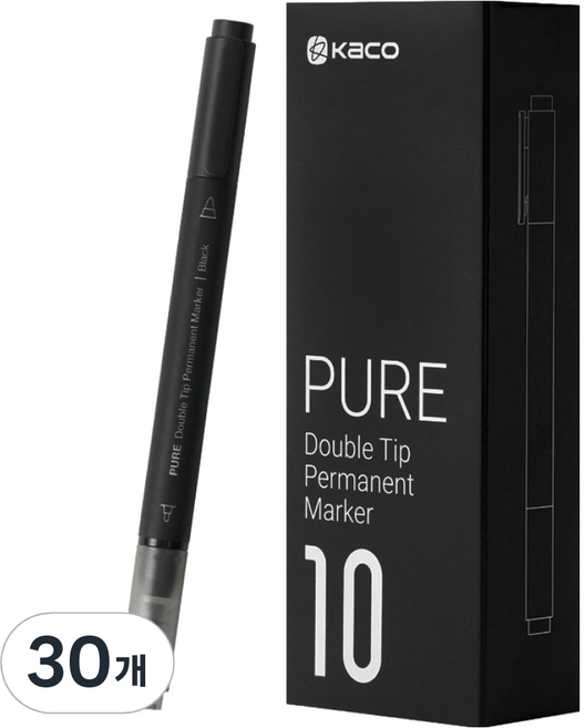 KaCO Pure 雙頭油性奇異筆, 30個, 黑色