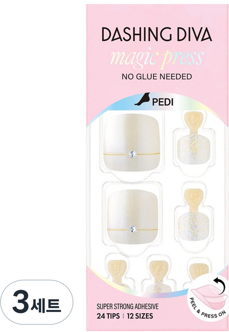 데싱디바 매직프레스 패디팁 세트, 쉬어 새틴, 3세트