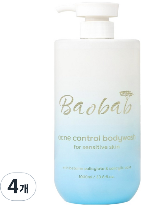라온바오밥 아크네 컨트롤 바디워시, 4개, 1L