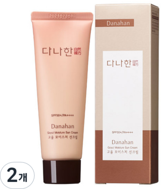다나한 고율 모이스처 선크림 SPF50+ PA++++, 42ml, 2개