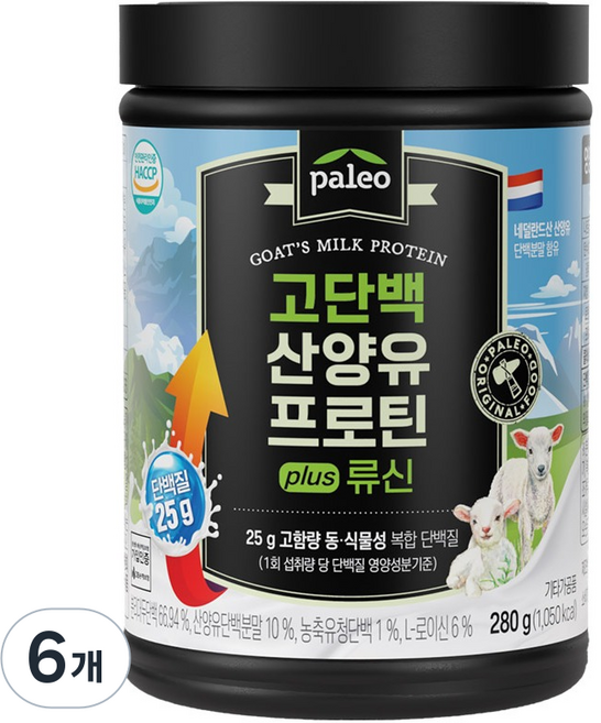 팔레오 고단백 산양유 프로틴 plus 류신, 280g, 6개
