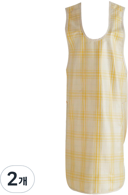데코토닉 캐쥬얼 체크 방수 앞치마, 옐로우, 2개