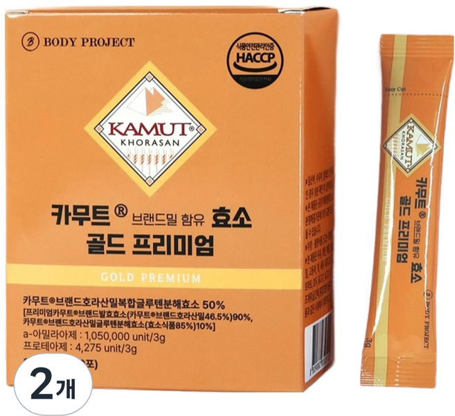 바디프로젝트 카무트 브랜드밀 함유 효소 골드 프리미엄 30p, 2개, 90g