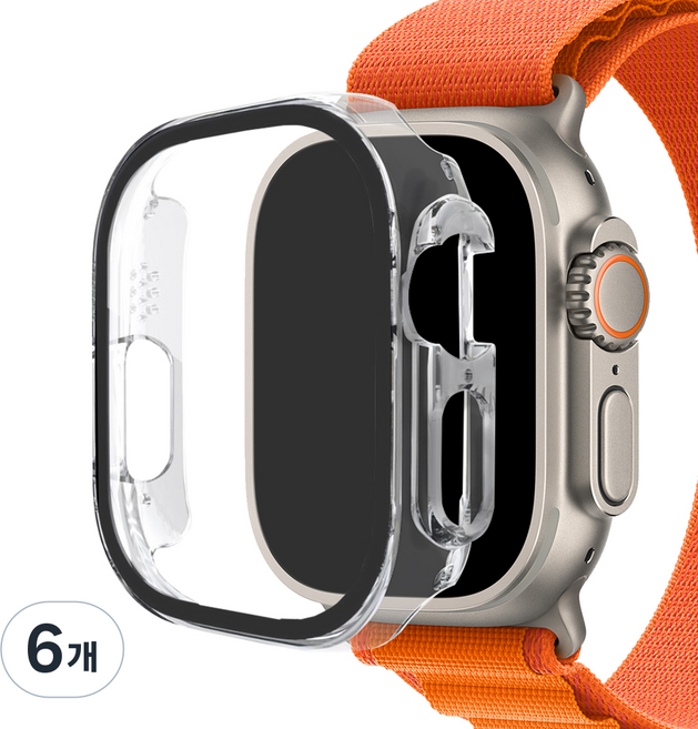 아이몰 애플워치 9H 강화유리 풀커버 프레임 케이스, 투명, 6개