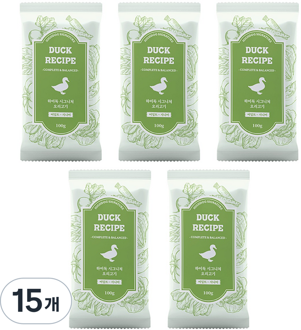 하이독 강아지 시그니처 화식 사료 (냉동), 오리고기, 100g, 15개