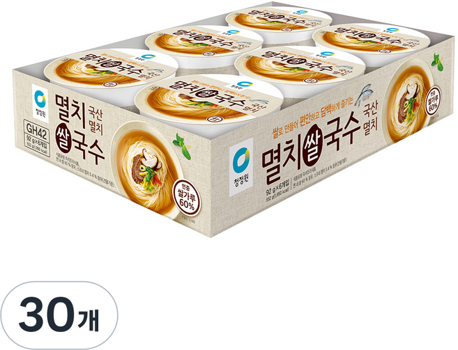 청정원 쌀로만든 멸치 컵쌀국수, 92g, 30개