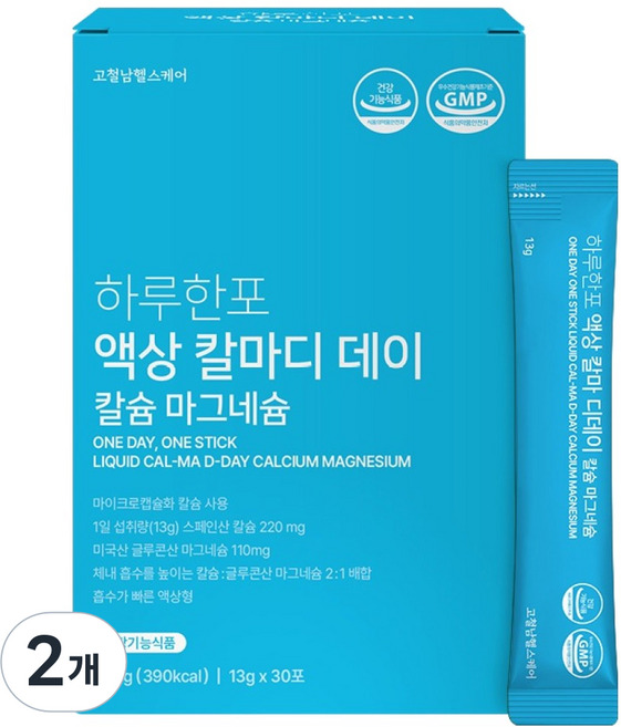 Kocheolnam Healthcare 每日一包 液態鈣鎂D日 鈣鎂營養品 30入, 2個, 390g