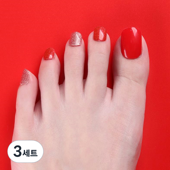 프라벨 붙히는 셀프 젤페디 스티커 패치 12종, 10 레드로즈, 3세트