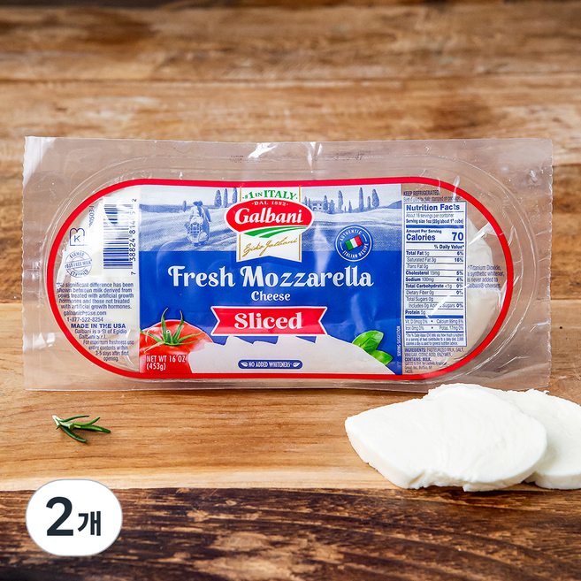 갈바니 후레쉬 모짜렐라 치즈 슬라이스, 453g, 1개입, 2개