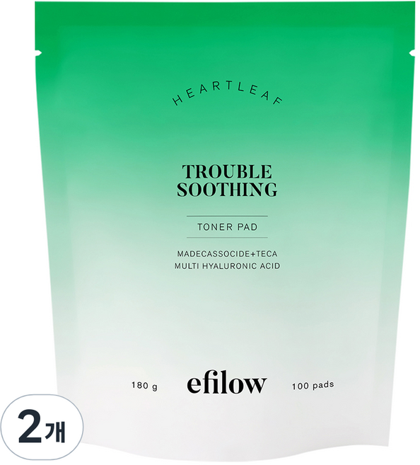 에필로우 어성초 마데카소사이드 트러블 수딩 토너패드 리필 180g, 2개, 100매입