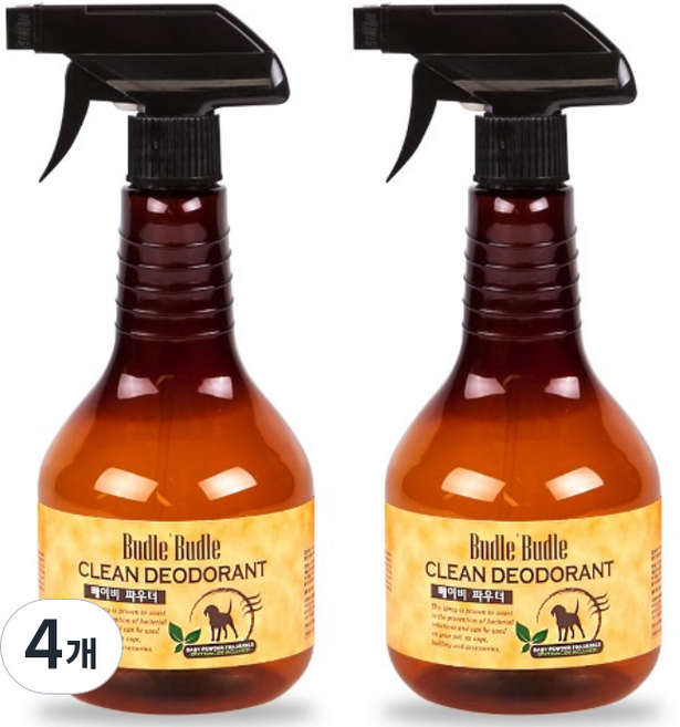 부들부들 펫 클린 탈취제 베이비파우더향, 530ml, 1개입, 4개