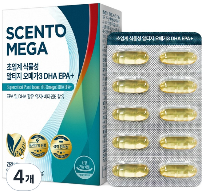 뉴트리원 센토메가 초임계 식물성 알티지오메가3 DHA EPA+ 27.6g, 4개, 30정
