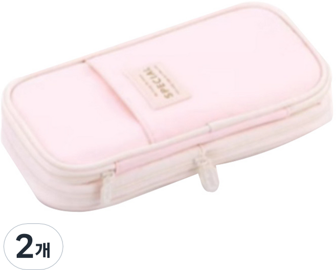 ANGOO Eopu 高中生 大學生 上班族 粉彩感性鉛筆盒, 2個, 奶油粉