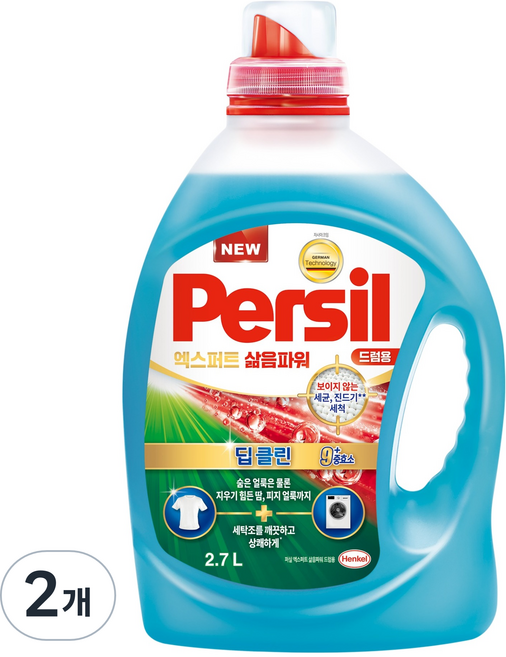 퍼실 엑스퍼트 삶음파워 드럼용 액상세제 본품, 2.7L, 1개입, 2개
