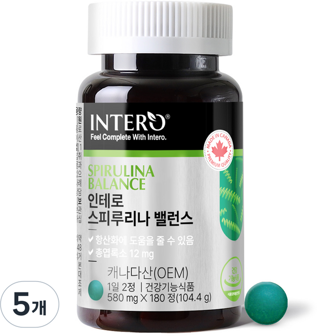 인테로 스피루리나 밸런스 104.4g, 180정, 5개
