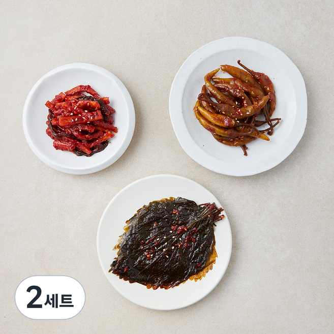 모두의집밥 싱글절임반찬 양념깻잎절임 90g + 양념고추절임 60g + 무말랭이무침 70g 세트, 2세트