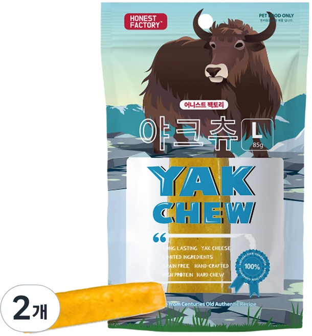 어니스트팩토리 강아지 야크츄 치즈간식 L, 85g, 2개, 야크치즈 - 쿠팡