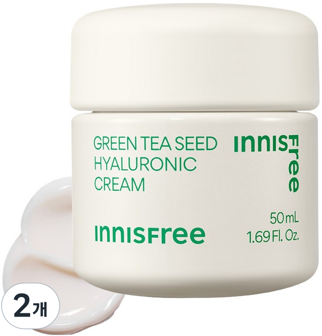 [비건뷰티] 이니스프리 그린티 씨드 히알루론산 고수분 크림, 50ml, 2개