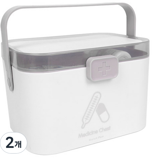 마켓플랜 플러스 다용도 수납 구급상자 2단 화이트, 2개