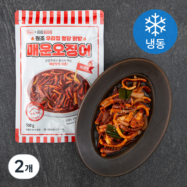 푸드어셈블 맛집키트 우리집 팔당닭발 매운오징어 매운맛 (냉동), 500g, 2개