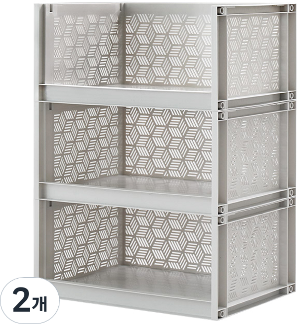 코멧 국내생산 적층형 3단 공간박스, 그레이, 2개