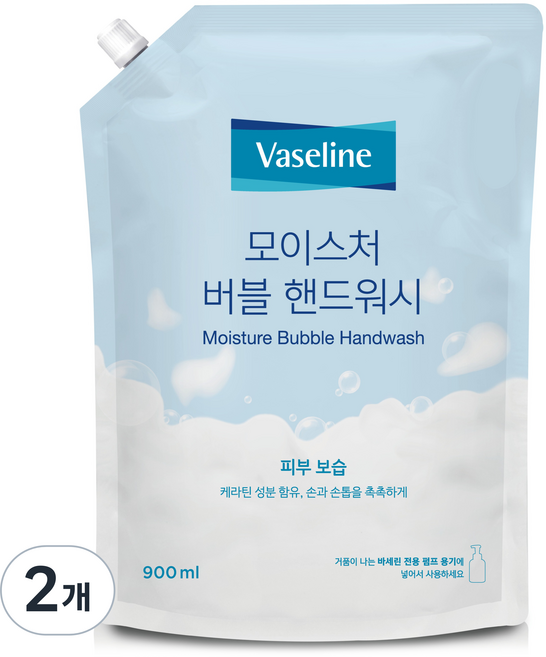 애경바세린 모이스처 버블 핸드워시, 900ml, 2개