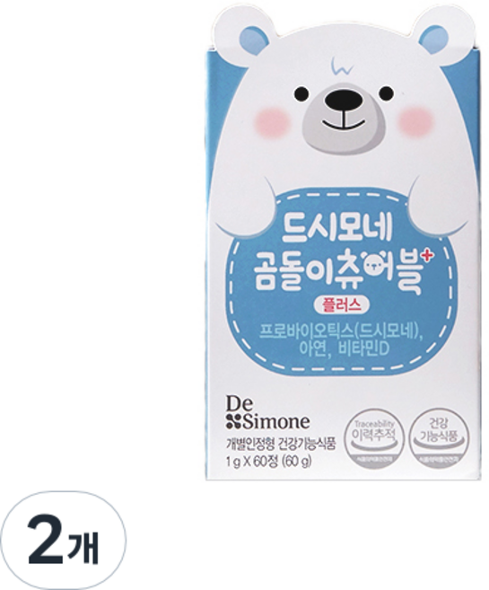 드시모네 곰돌이 츄어블 플러스 프로바이오틱스, 60정, 2개