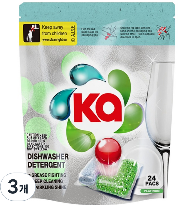 카포드 식기세척기 캡슐세제 플래티넘 24p, 288g, 3개