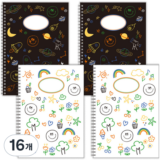 비팬시 비키즈 초등 스마일 무선종합장 연습장노트, 혼합색상, 16개