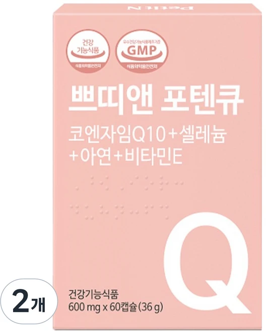 쁘띠앤 포텐큐 코엔자임 Q10 셀레늄 아연 비타민E 항산화 영양제 36g, 60정, 2개 - 쿠팡