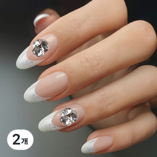 잇템샵 프렌치 컬렉션 롱 숏 디자인 네일팁, 라디에, 2개