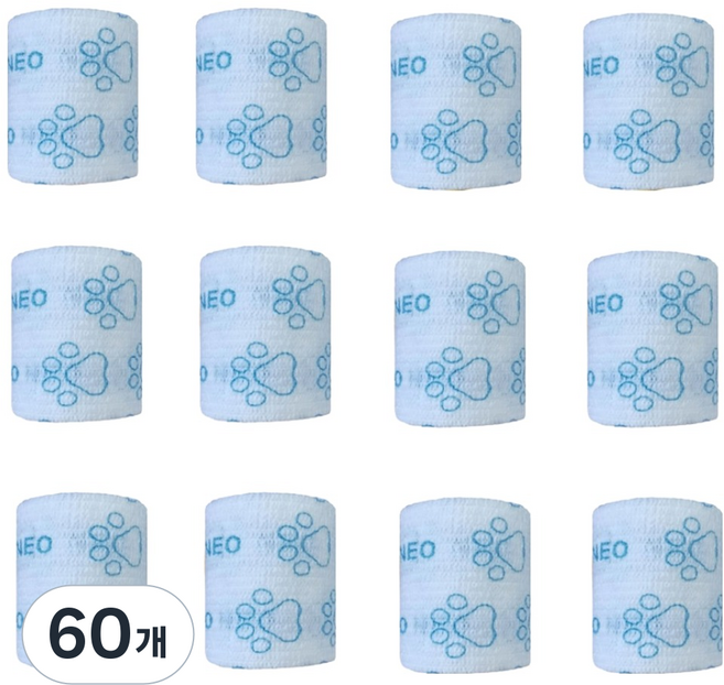 neozzang 강아지 자가점착 붕대신발 화이트 5cm x 4.5m, 35g, 60개