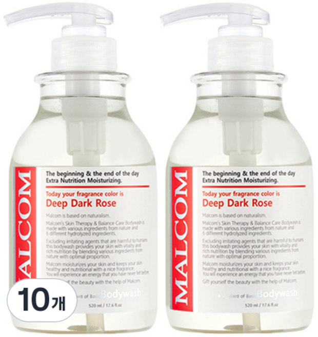 말콤 바디워시 딥 다크로즈, 520ml, 10개