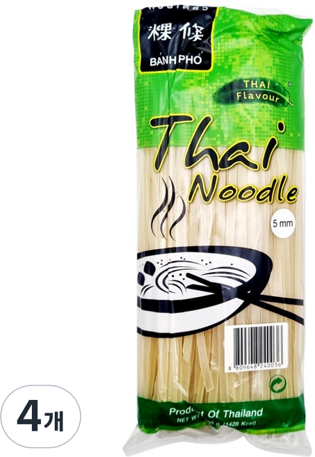 THAIFLAVOUR 타이아시아 쌀국수 5mm, 400g, 4개