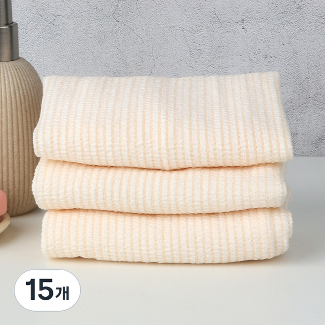 이와이엔 마 함유 샤워타올, 살구색, 15개, 1개입